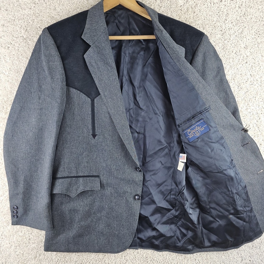 Vintage Circle S Blazer Western Sport Coat Sz 44R Charcoal Yoke Arrow Made USA